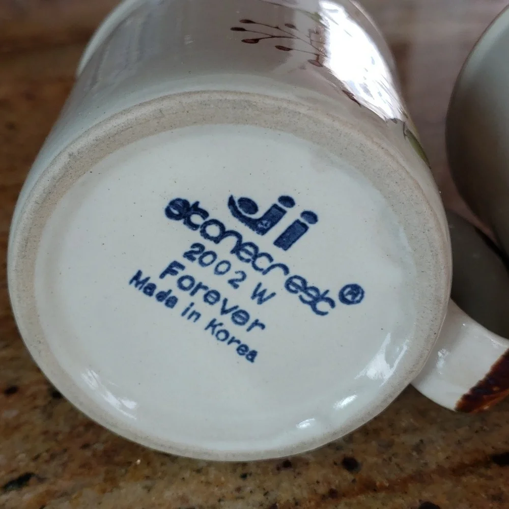 Vintage Floral JMP Casualstone Korea Coffee Mug Cup, Set of 2